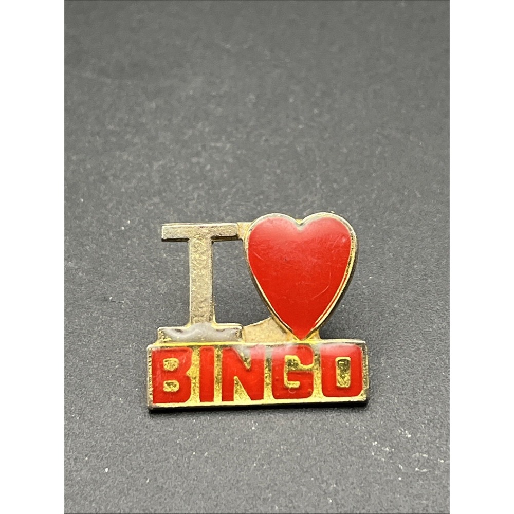 I Heart Love Bingo Lapel Hat Pin